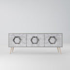 HEXAGONAL FIGURES 3-Door TV Stand in Grey Finish
