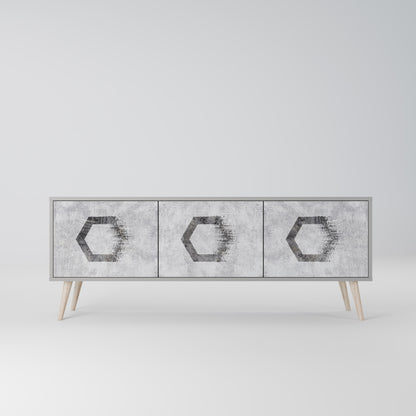 HEXAGONAL FIGURES 3-dörrars TV-bänk i grå finish