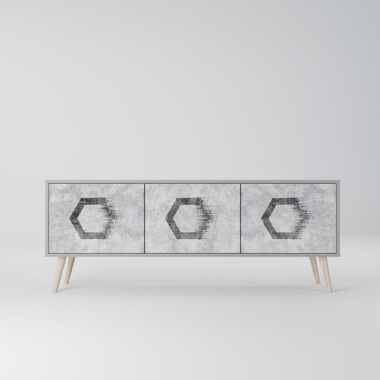 HEXAGONAL FIGURES 3-dörrars TV-bänk i grå finish