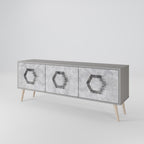 HEXAGONAL FIGURES 3-Door TV Stand in Grey Finish