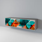 CIRCULAR RHAPSODY 3-Door TV Stand in Grey Finish