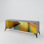 PIERCING SHARPNESS 3-Door TV Stand in Grey Finish