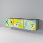 BODY LANGUAGE 3-Door TV Stand in Grey Finish