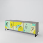 BODY LANGUAGE 3-Door TV Stand in Grey Finish