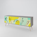 BODY LANGUAGE 3-Door TV Stand in Grey Finish