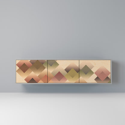GEOMETRIC FUSION 3-dörrars TV-bänk i grå finish