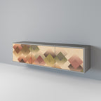 GEOMETRIC FUSION 3-Door TV Stand in Grey Finish