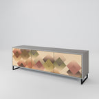 GEOMETRIC FUSION 3-Door TV Stand in Grey Finish