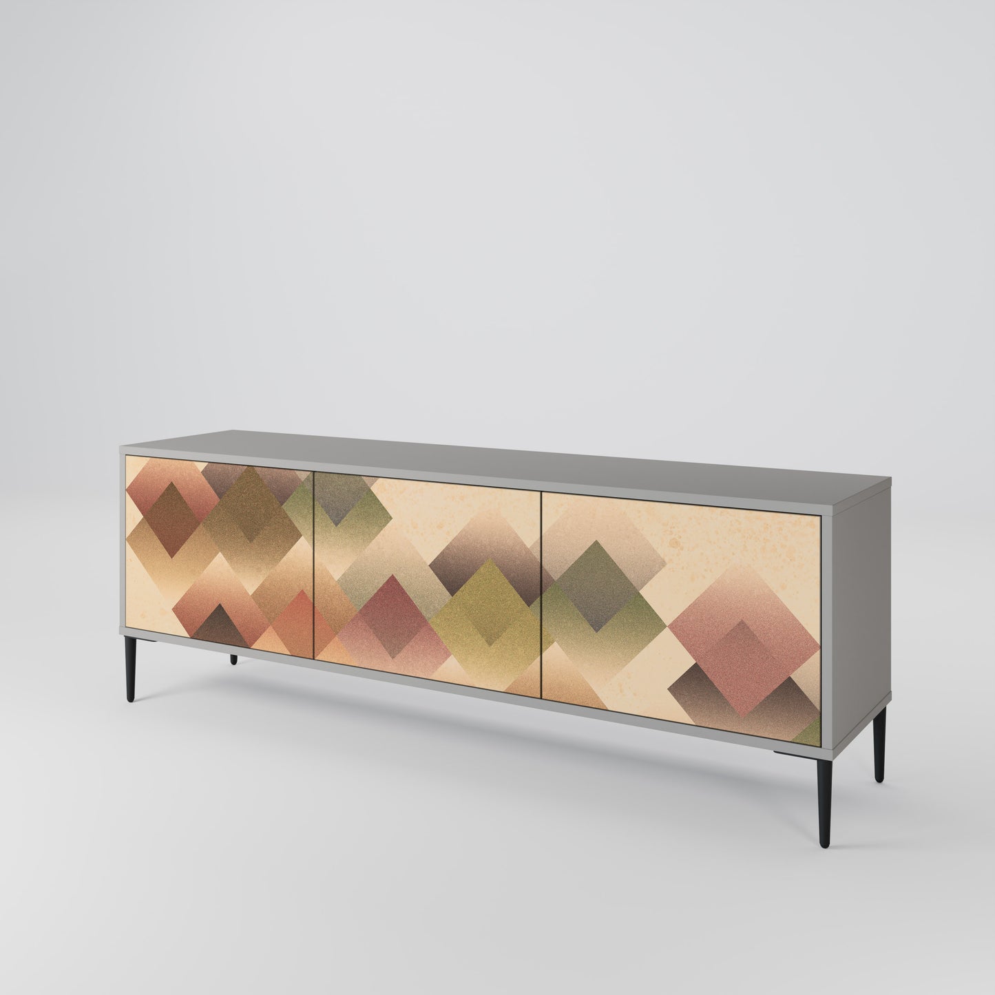 GEOMETRIC FUSION 3-dörrars TV-bänk i grå finish