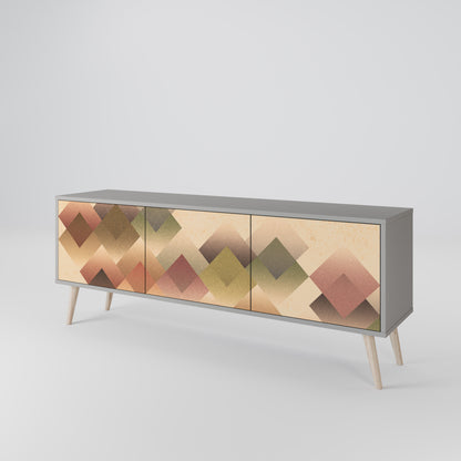 GEOMETRIC FUSION 3-dörrars TV-bänk i grå finish