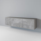CONCRETE ZIG ZAG 3-Door TV Stand in Grey Finish