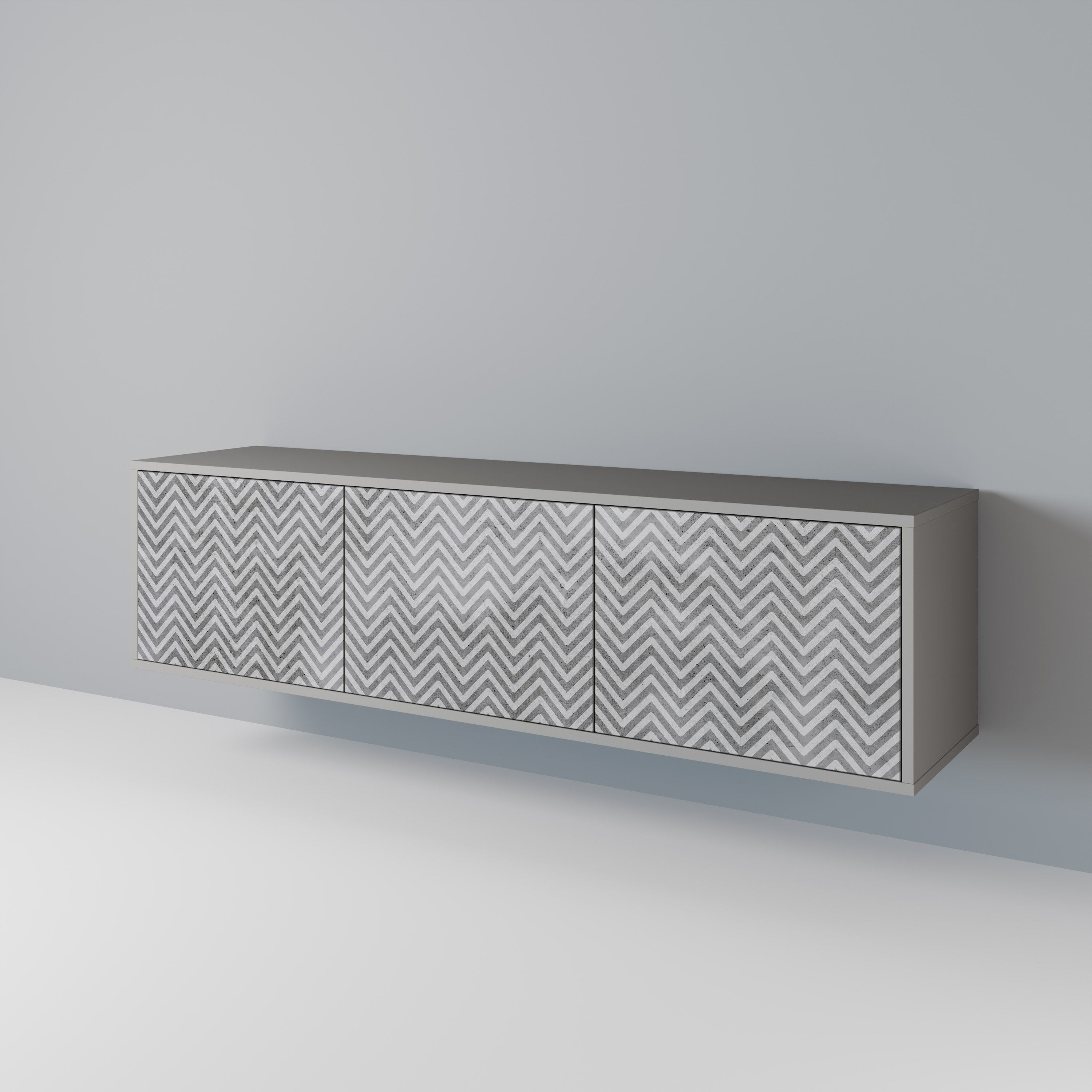CONCRETE ZIG ZAG TV-bänk med 3 dörrar