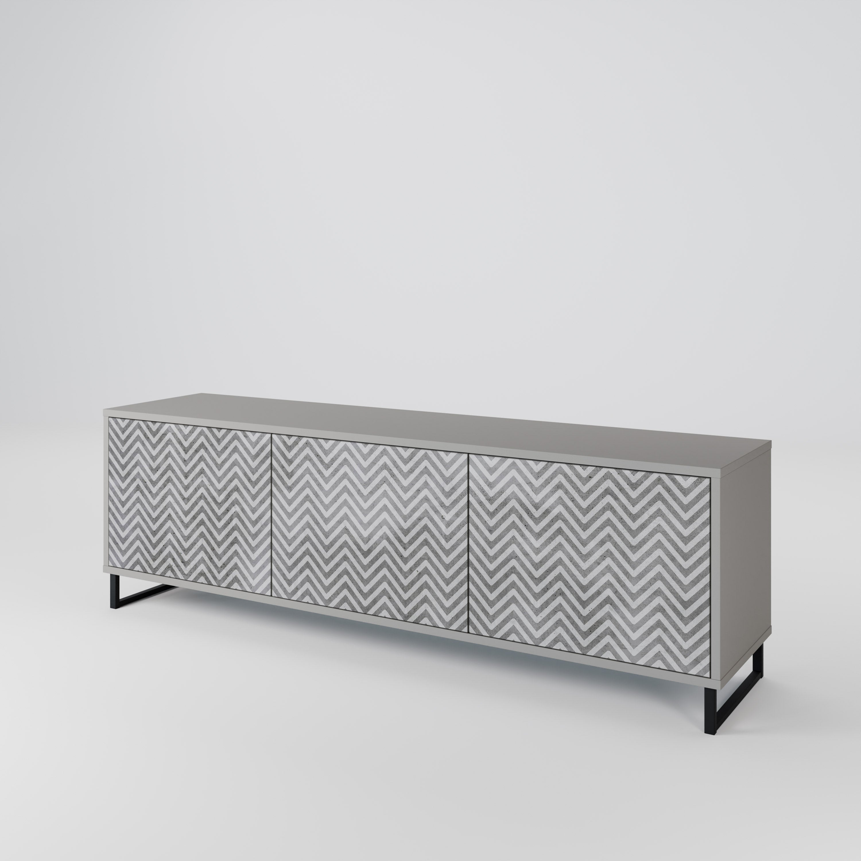 CONCRETE ZIG ZAG TV-bänk med 3 dörrar