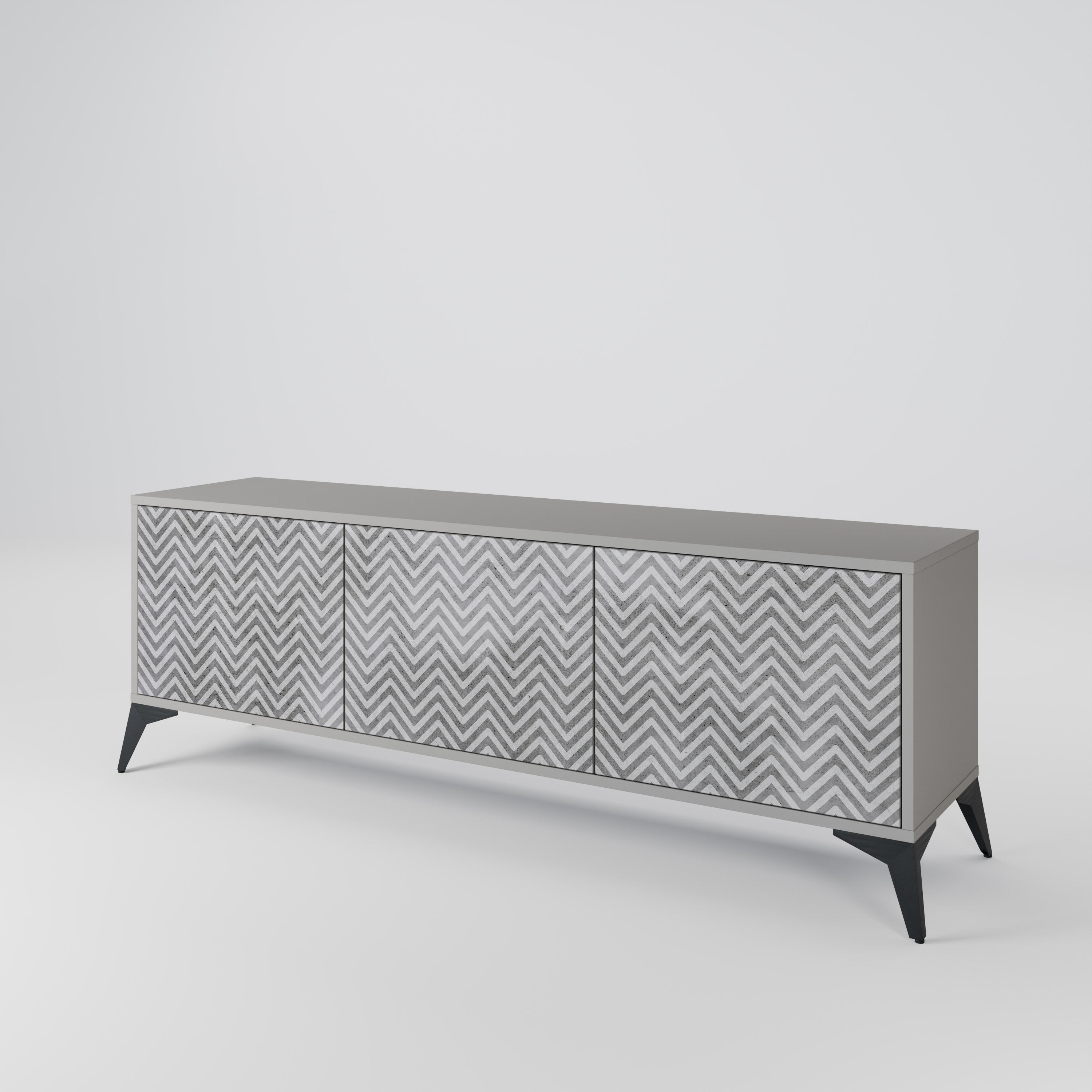 CONCRETE ZIG ZAG TV-bänk med 3 dörrar