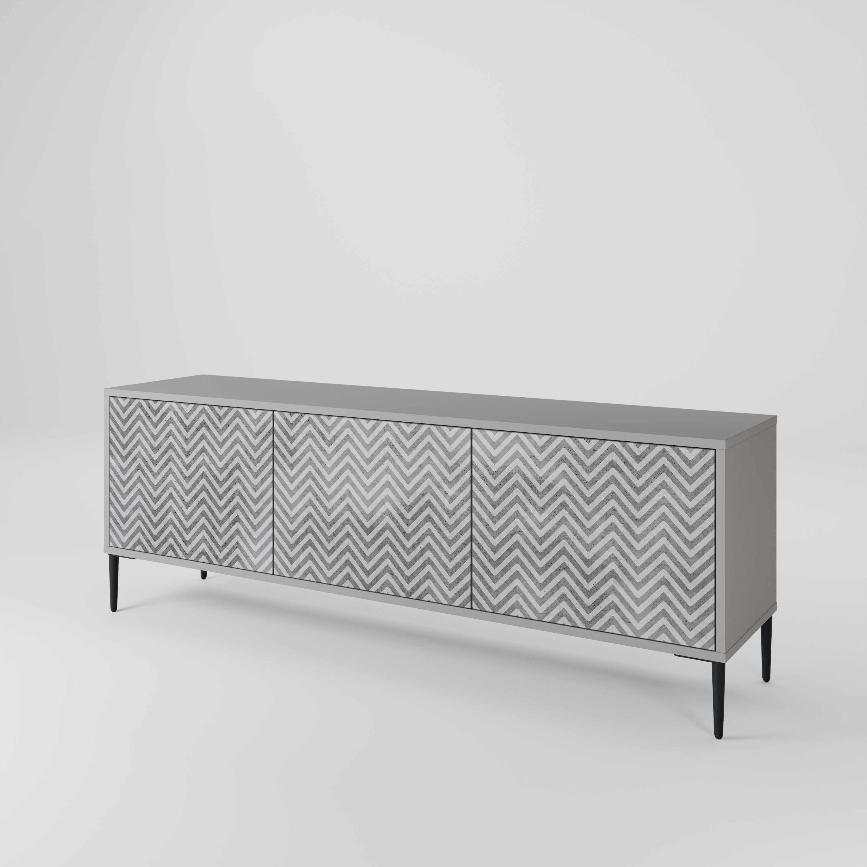 CONCRETE ZIG ZAG TV-bänk med 3 dörrar