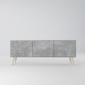 CONCRETE ZIG ZAG 3-Door TV Stand in Grey Finish