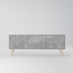 CONCRETE ZIG ZAG 3-Door TV Stand in Grey Finish