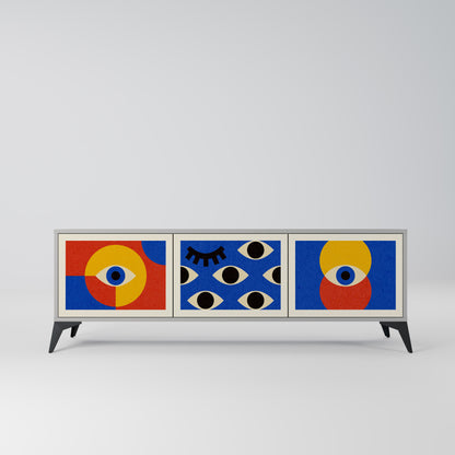 GEOMETRIC EYES 3-dörrars TV-bänk i grå finish