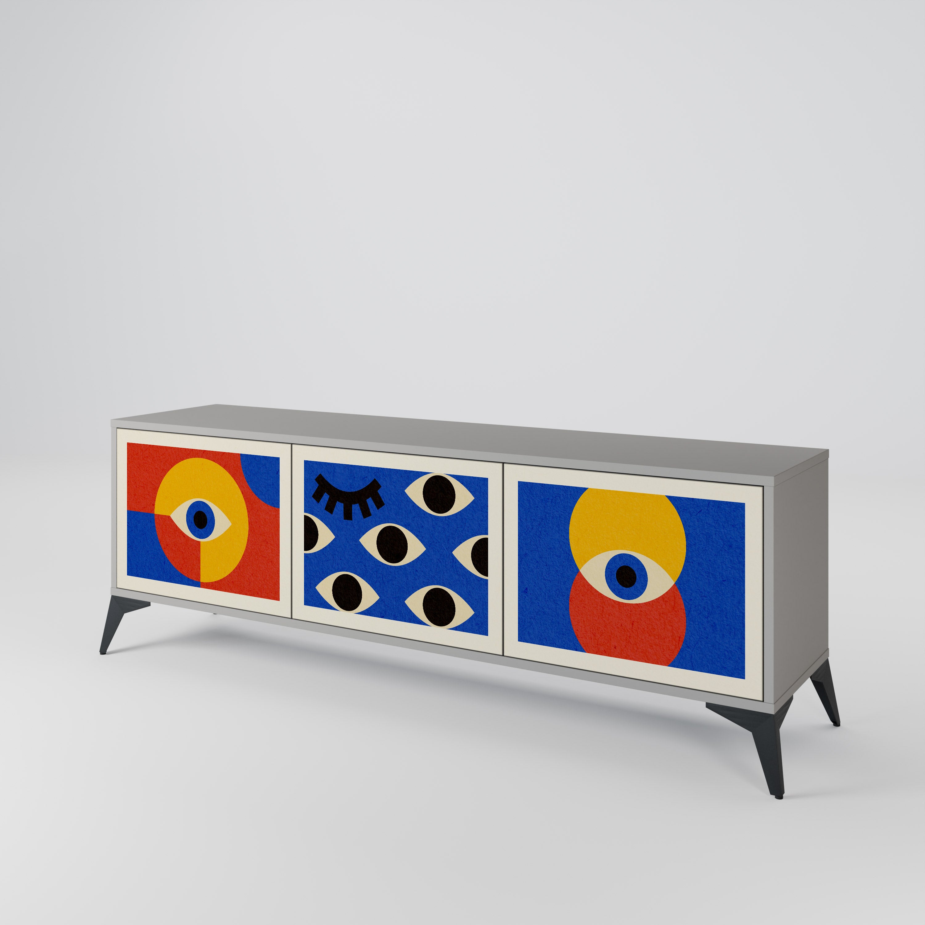 GEOMETRIC EYES TV-bänk med 3 dörrar