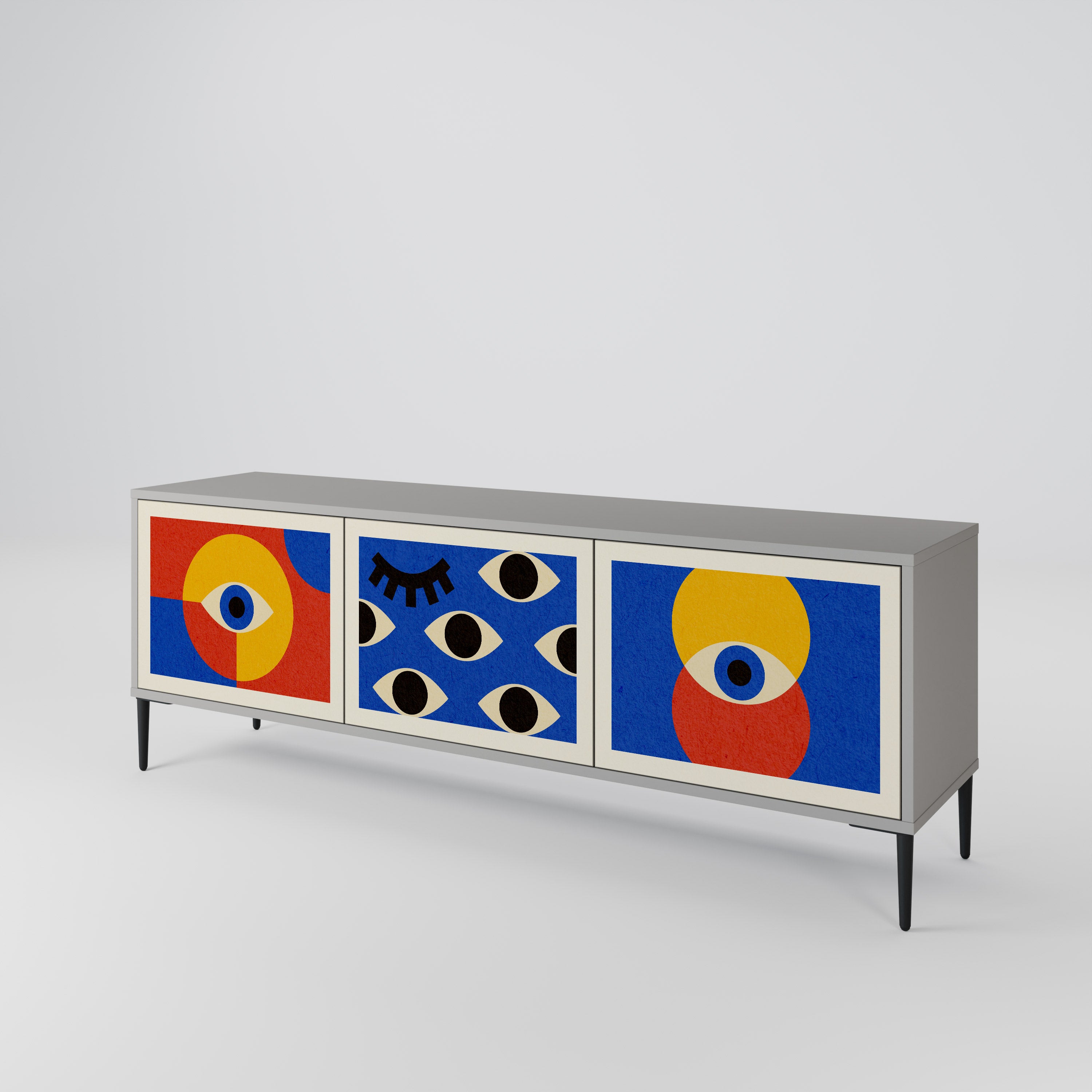 GEOMETRIC EYES TV-bänk med 3 dörrar