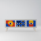 GEOMETRIC EYES 3-Door TV Stand in Grey Finish