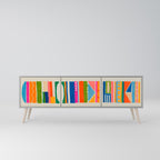 GEOMETRIC SHINE 3-Door TV Stand in Grey Finish