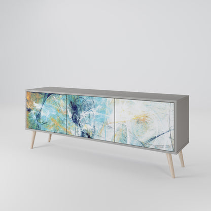 ABSTRACT THOUGHTS 3-Door TV Stand in Grey Finish