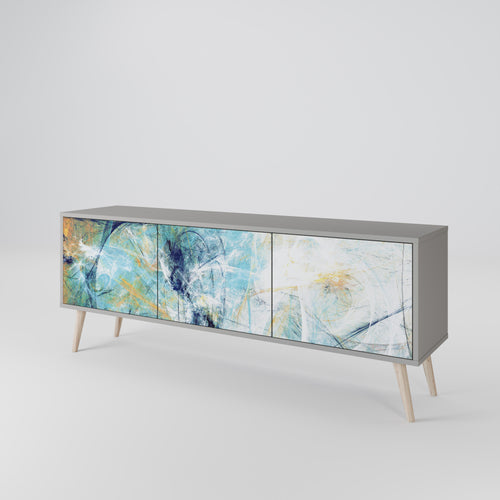 ABSTRACT TOUGHTS 3-dörrars TV-bänk i grå finish