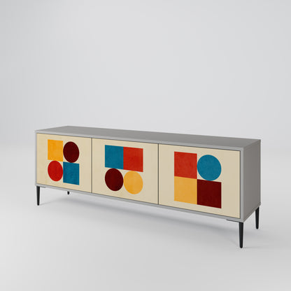 GEOMETRIC PUZZLE 3-dörrars TV-bänk i grå finish