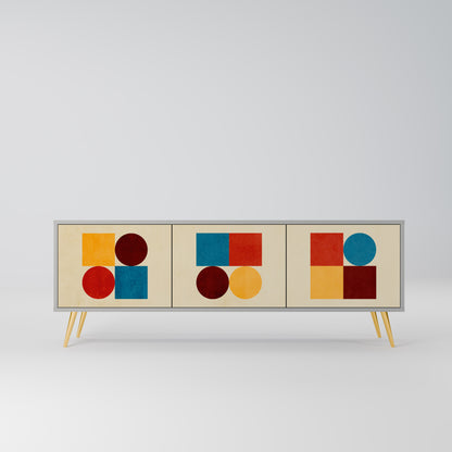 GEOMETRIC PUZZLE 3-dörrars TV-bänk i grå finish