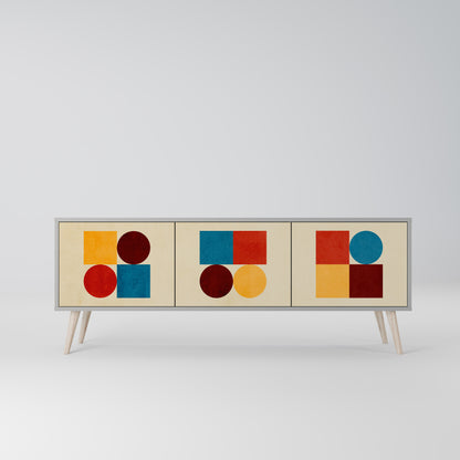 GEOMETRIC PUZZLE 3-dörrars TV-bänk i grå finish