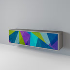 COLD SHOWCASE 3-Door TV Stand in Grey Finish