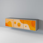 ORANGE ARRANGEMENT 3-Door TV Stand in Grey Finish