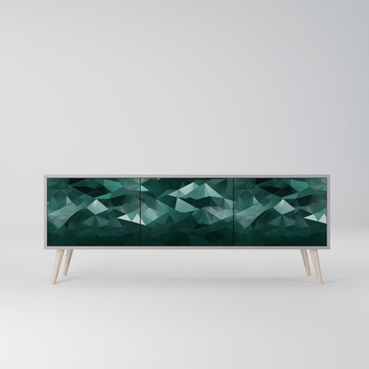 POLYGONAL FLYTANDE 3-dörrars TV-bänk i grå finish
