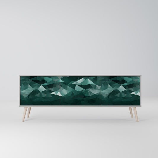 POLYGONAL FLYTANDE 3-dörrars TV-bänk i grå finish