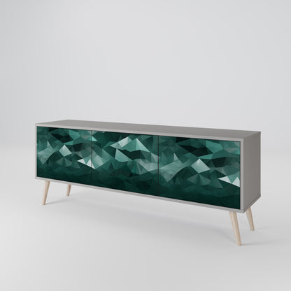 POLYGONAL FLYTANDE 3-dörrars TV-bänk i grå finish