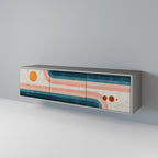 TWO HALVES 3-Door TV Stand in Grey Finish