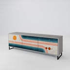 TWO HALVES 3-Door TV Stand in Grey Finish