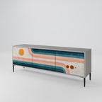 TWO HALVES 3-Door TV Stand in Grey Finish