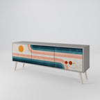 TWO HALVES 3-Door TV Stand in Grey Finish