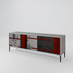 GRAY FIGURES 3-Door TV Stand in Grey Finish