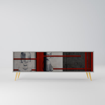 GRÅ FIGUR 3-dörrars TV-bänk i grå finish