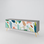 BOTANICAL HURRICANE 3-Door TV Stand in Grey Finish