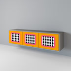 TEARS IN HEAVEN 3-Door TV Stand in Grey Finish