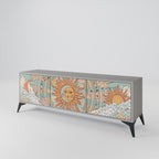 MYSTICAL STRUCTURE 3-Door TV Stand in Grey Finish