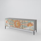 MYSTICAL STRUCTURE 3-Door TV Stand in Grey Finish