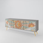 MYSTICAL STRUCTURE 3-Door TV Stand in Grey Finish