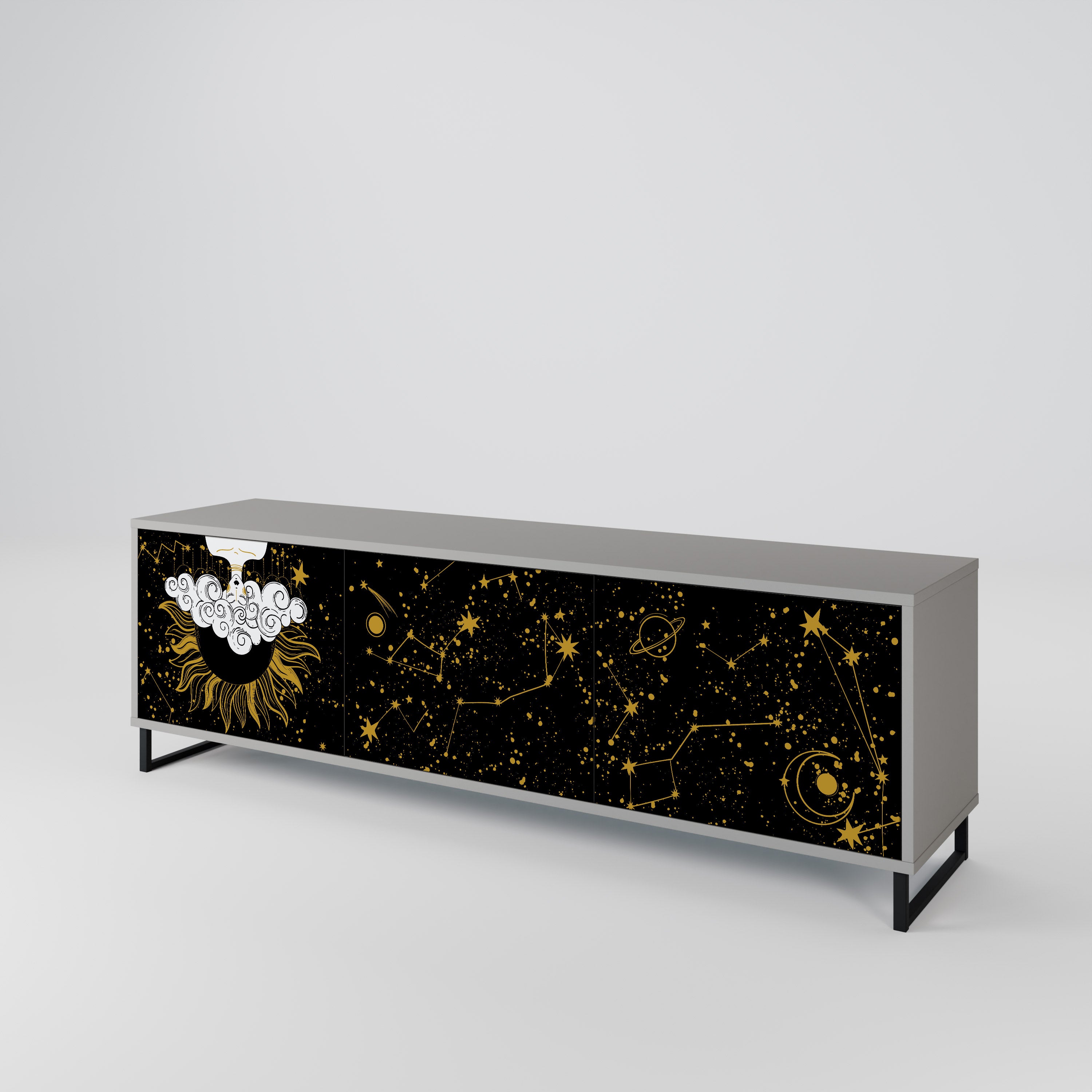 STELLAR CONSTELLATIONS 3-dörrars TV-bänk i grå finish