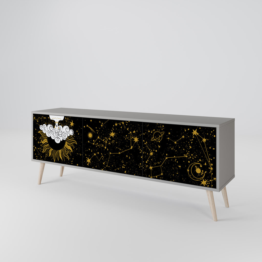 STELLAR CONSTELLATIONS 3-dörrars TV-bänk i grå finish