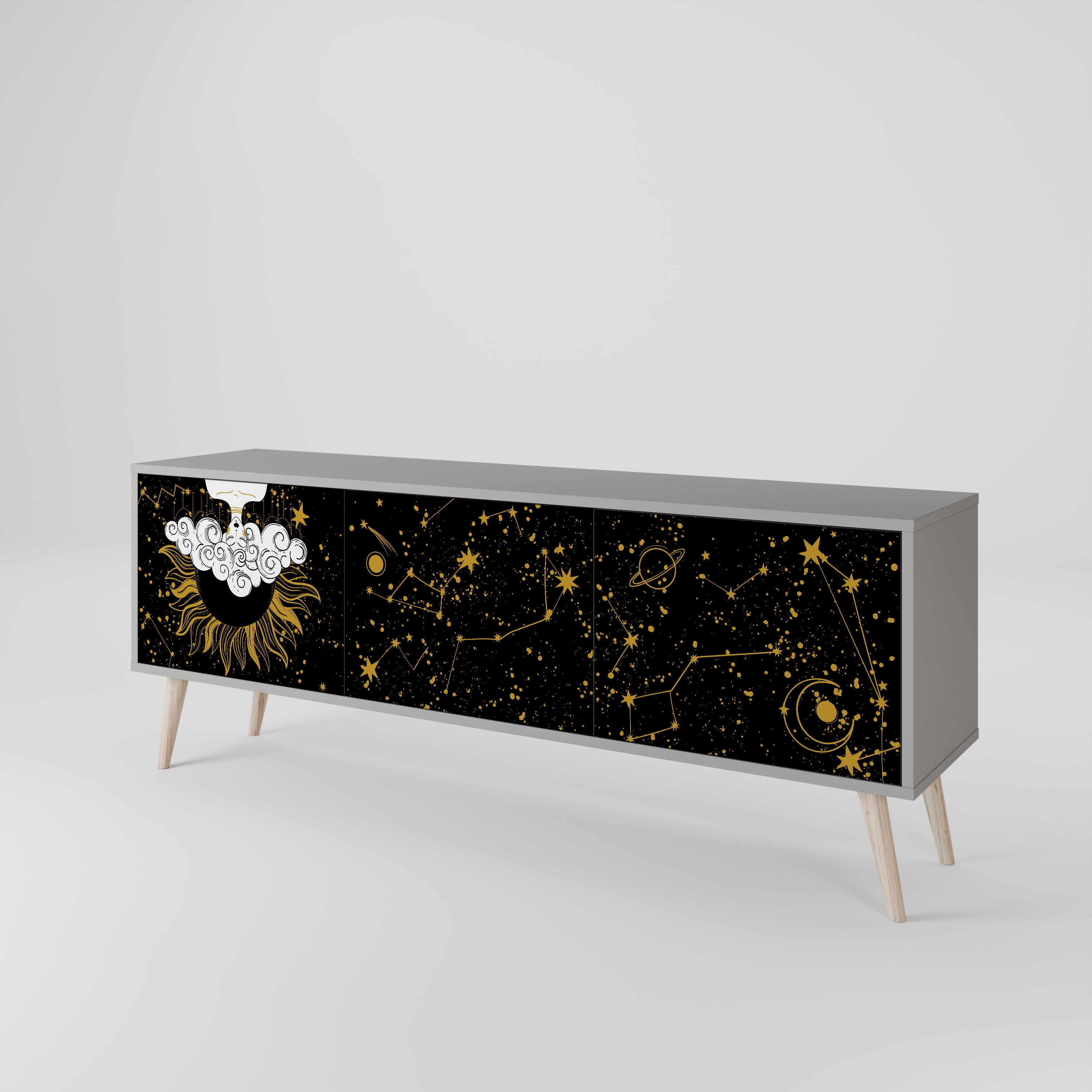 STELLAR CONSTELLATIONS 3-dörrars TV-bänk i grå finish